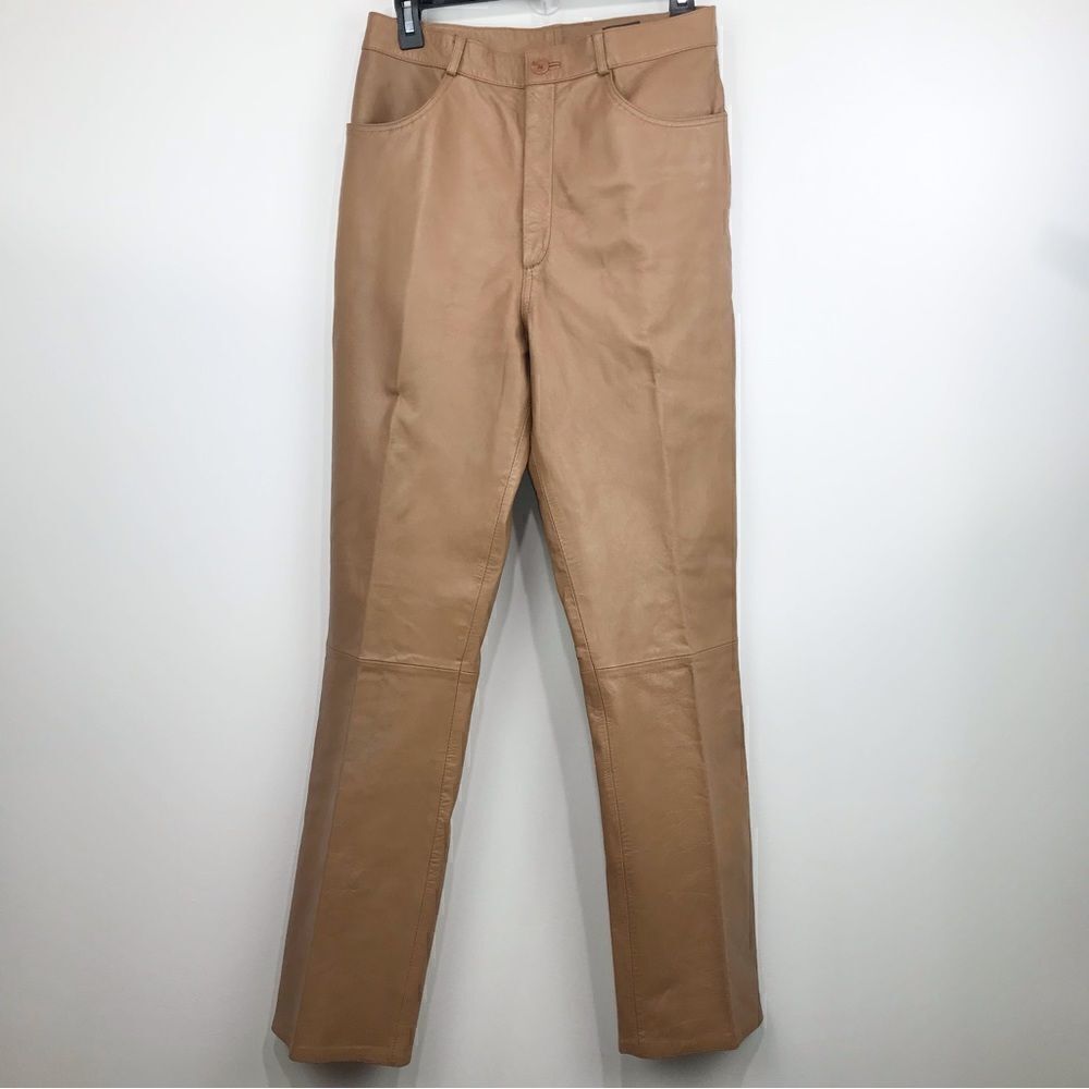 Rem Garson 100% Leather Retro Camel Brown Pants